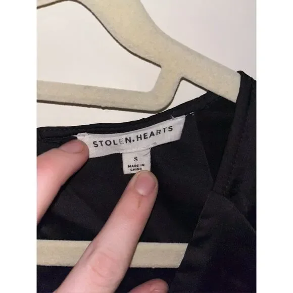 Stolen Hearts Front V-Cut Waist Silky Satin Plunge Jumpsuit Long Sleeve Romper - Picture 10 of 10